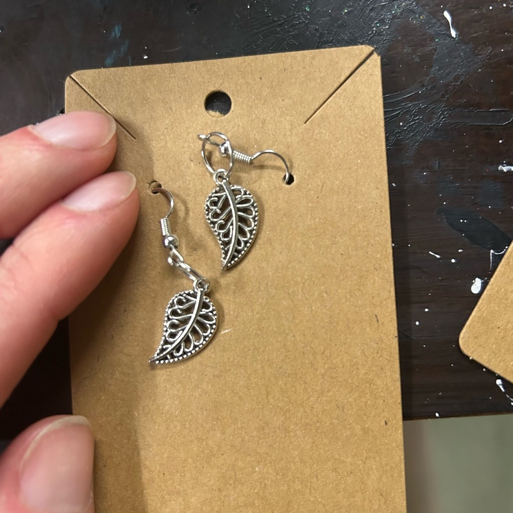 Metal alloy leaf earrings